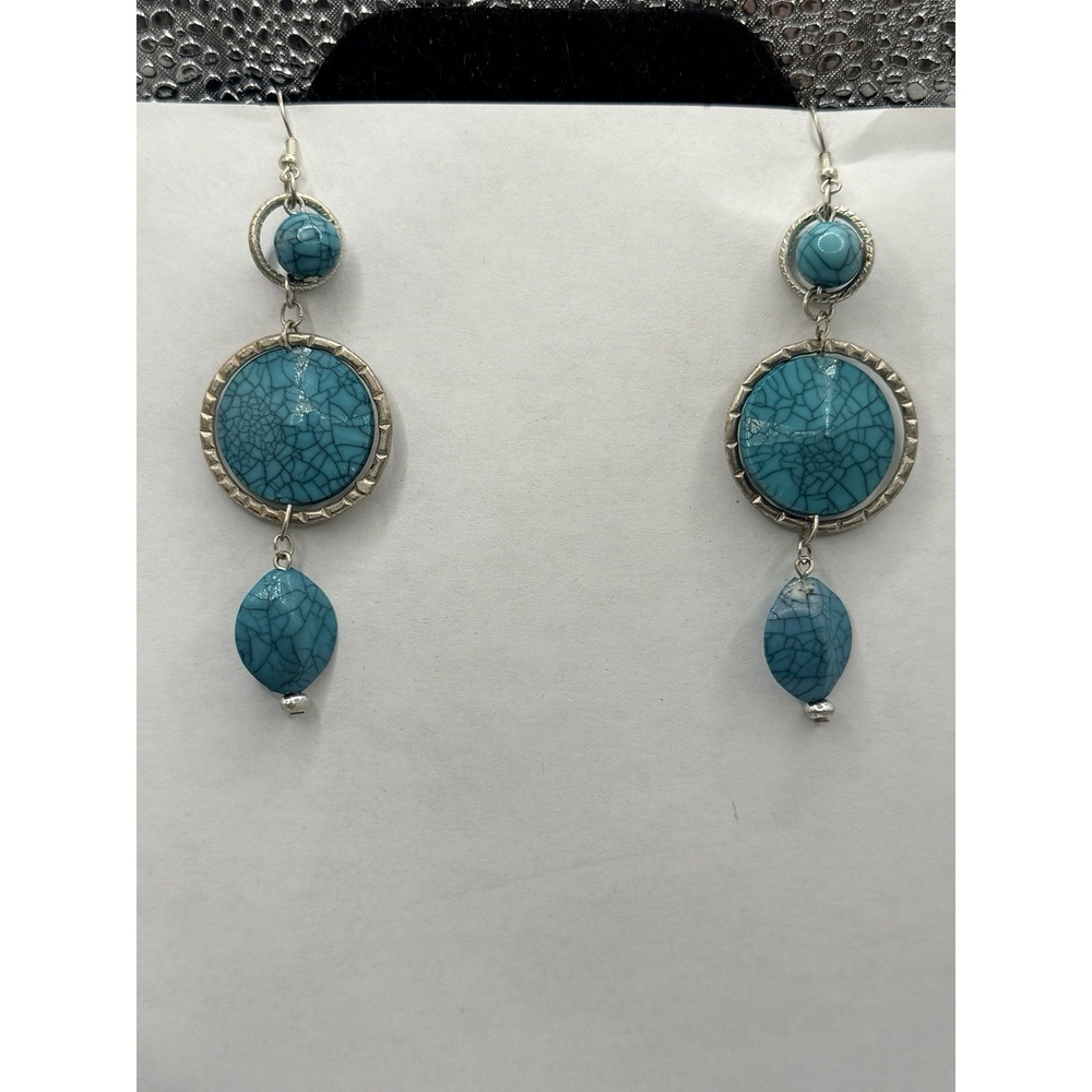 SOUTHWESTERN DROP EARRINGS ESTATE JEWELRY BLUE Turquoise DANGLE PIERCED